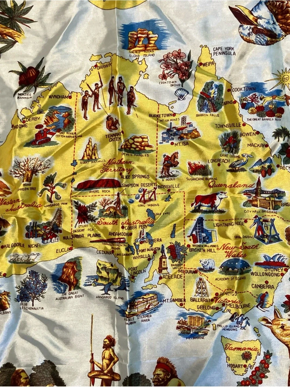 Vintage Australia Map Design Wildlife Scarf